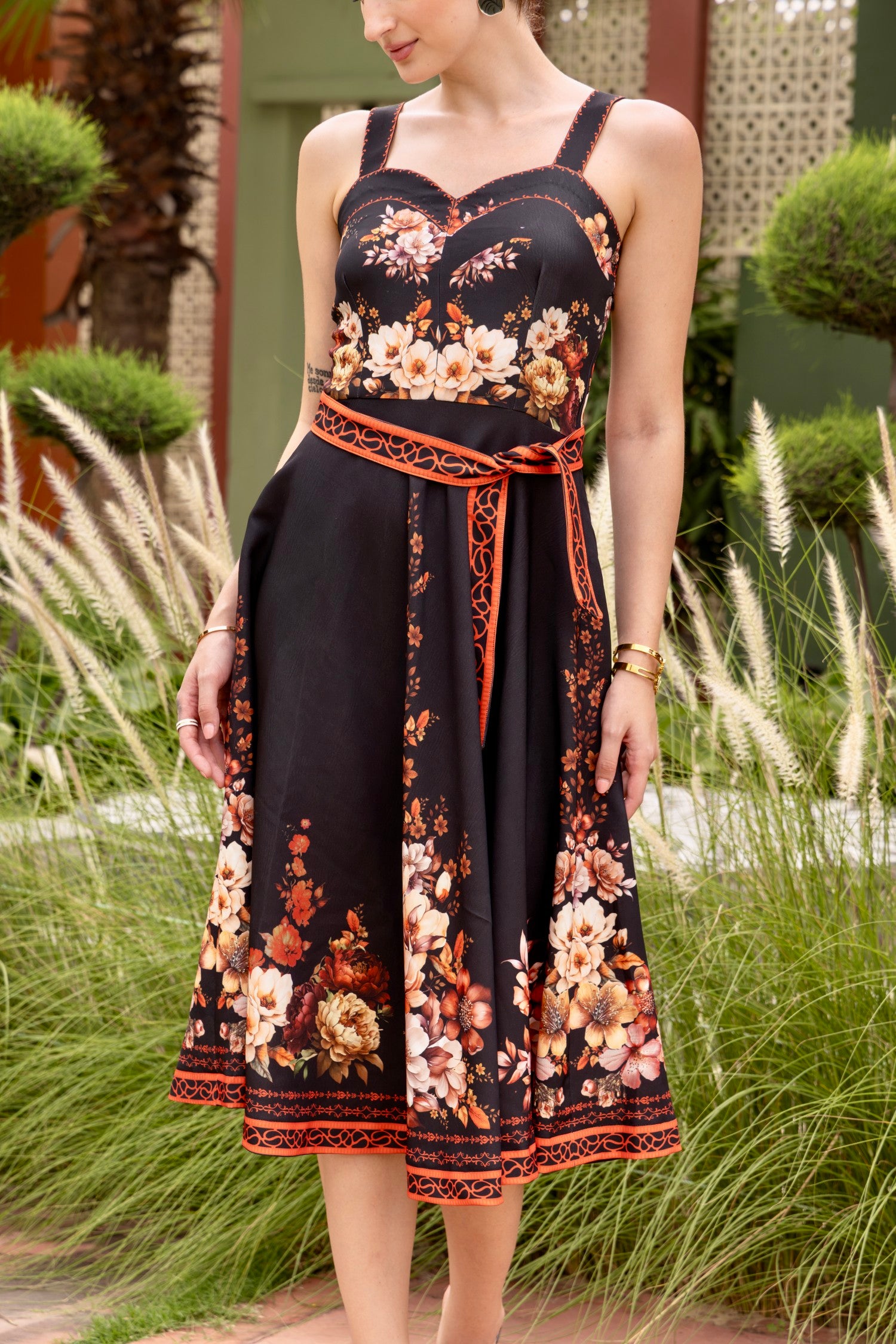 Savanna Flared Midi Dress with Belt