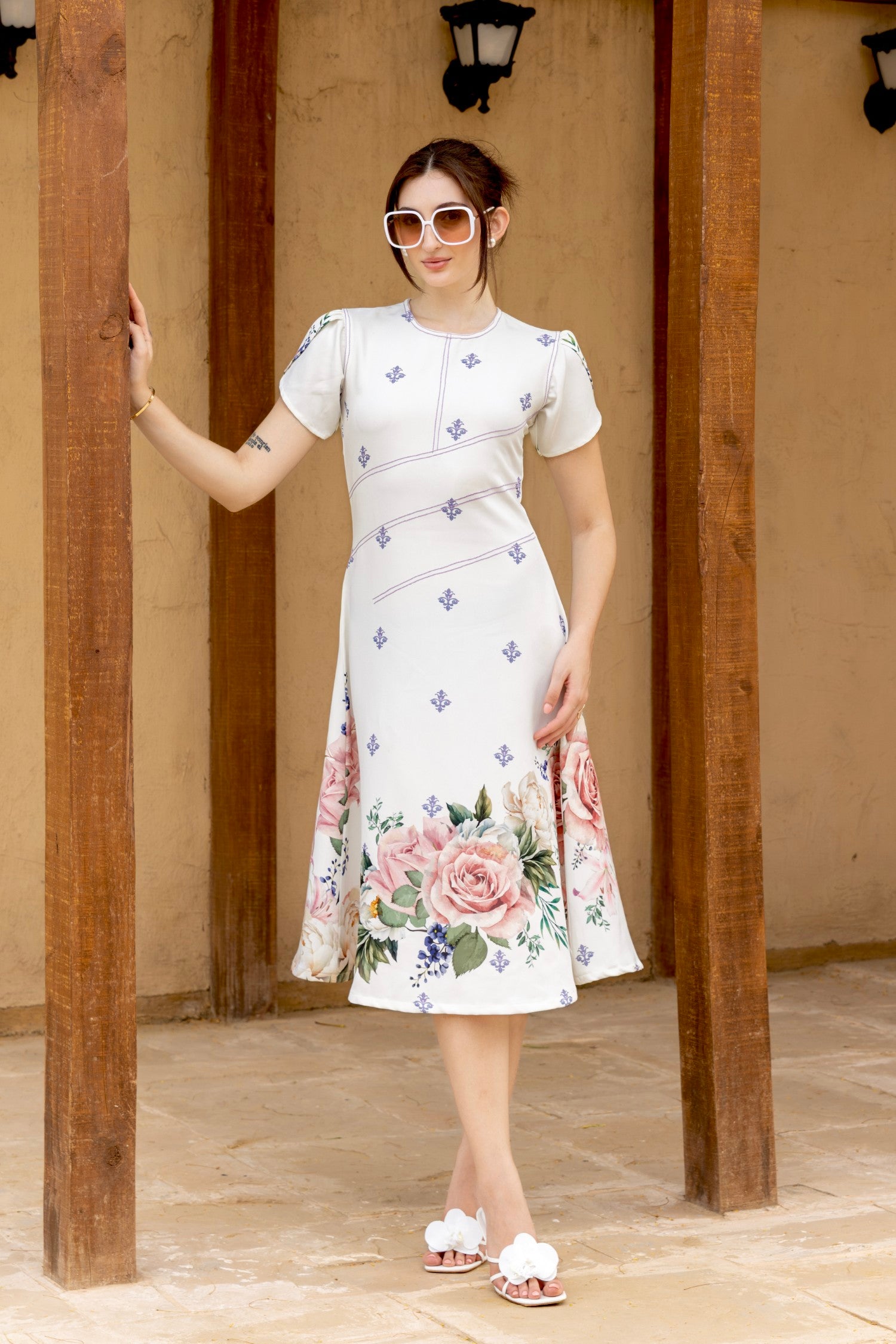 Blossom White A-Line Dress