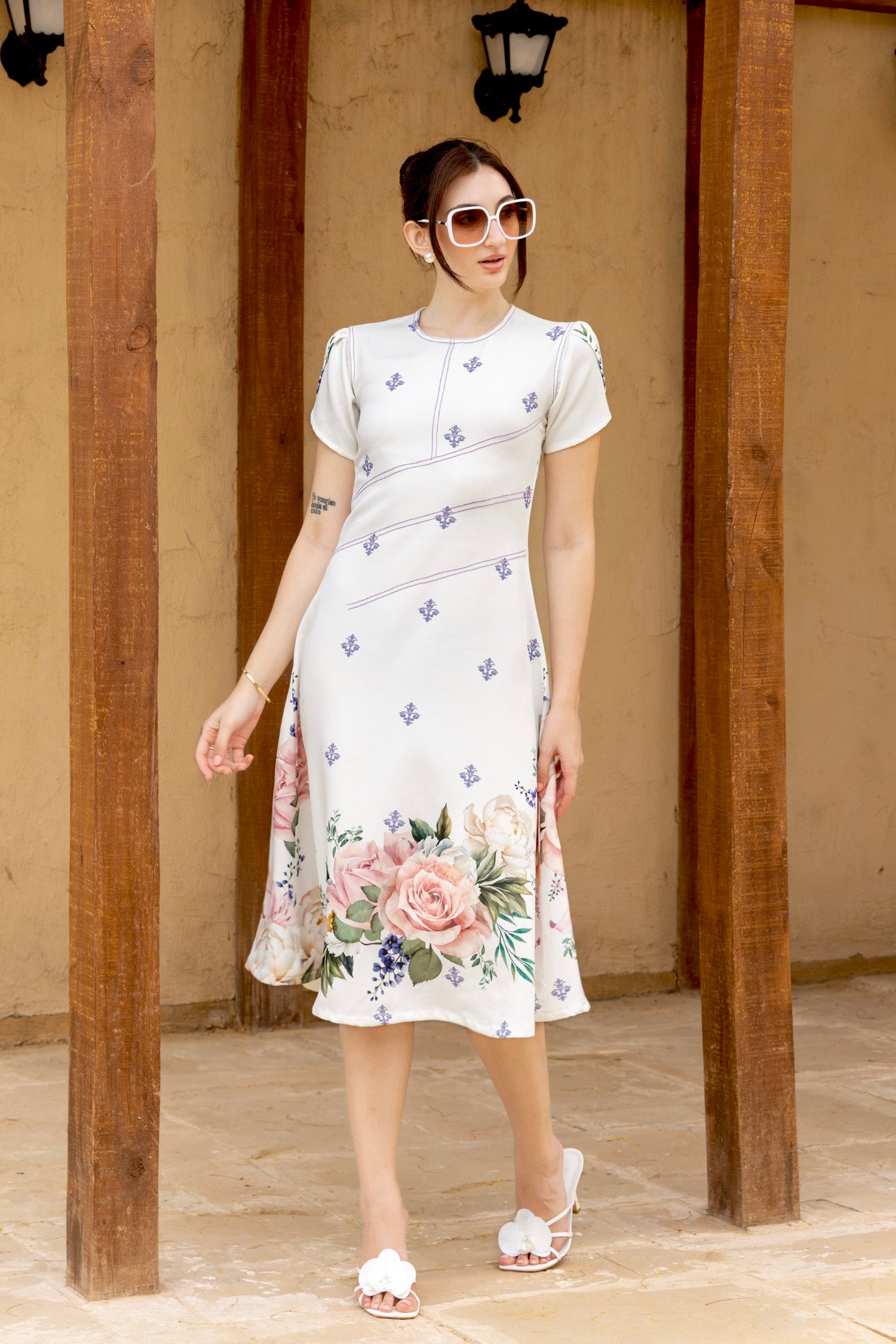 Blossom White A-Line Dress