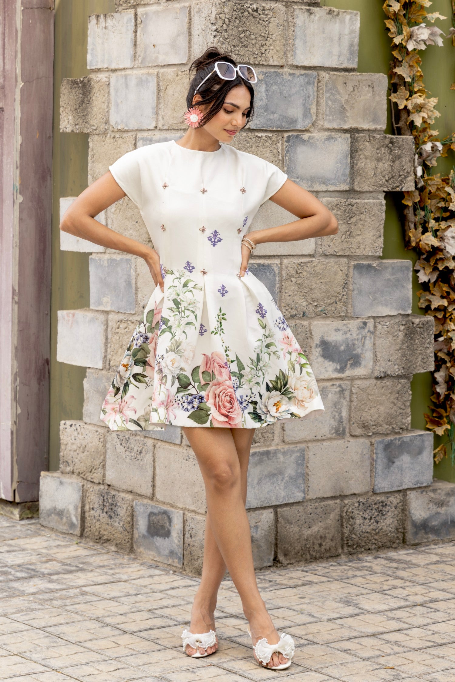 Blossom White Pleated Dress