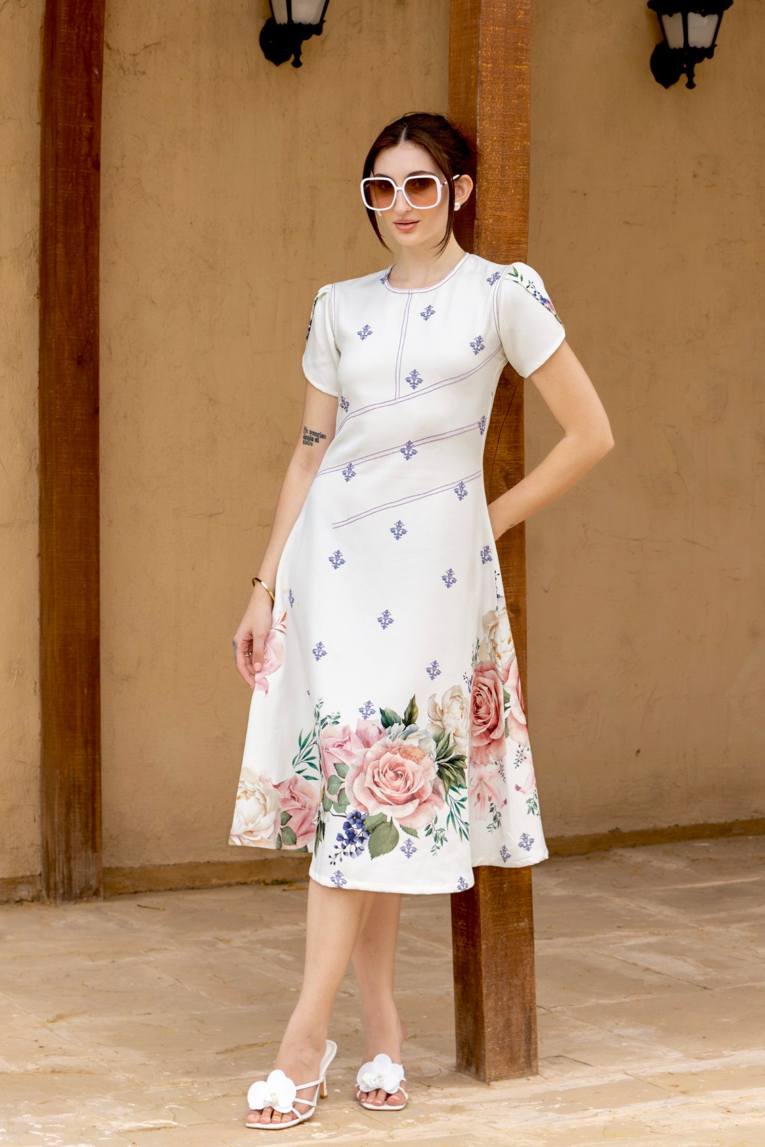 Blossom White A-Line Dress