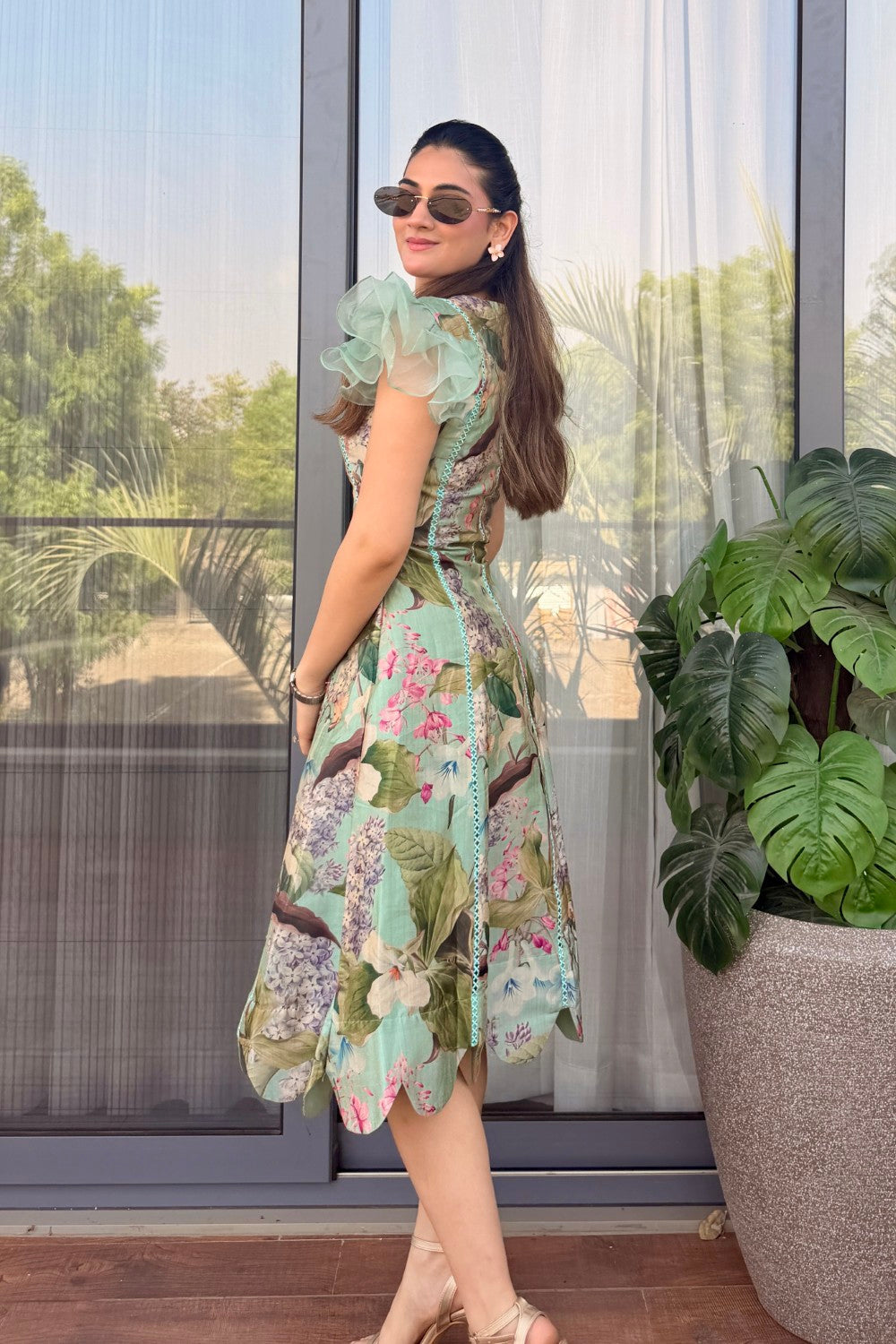 Vanshita in Felicia Scalloped Midi Dress