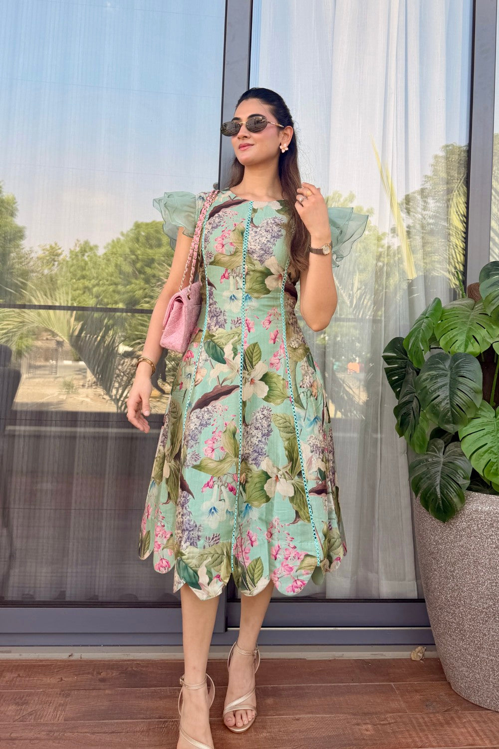 Vanshita in Felicia Scalloped Midi Dress