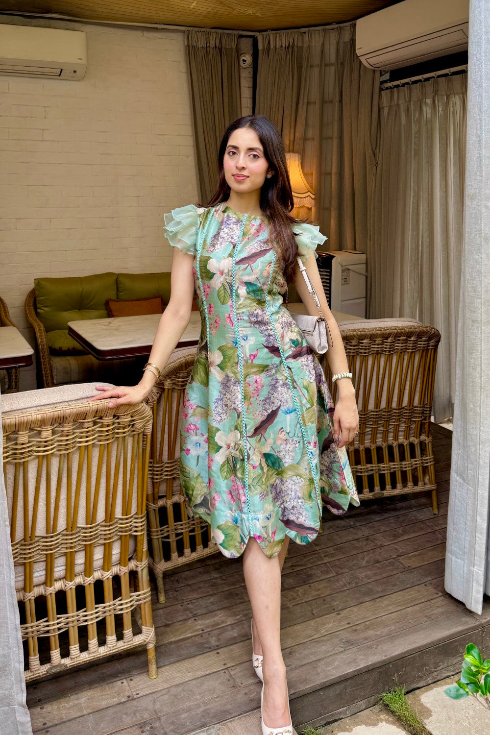 Vanshita in Felicia Scalloped Midi Dress