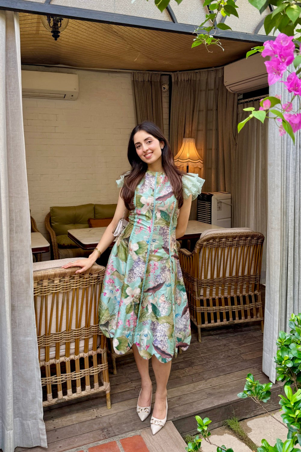 Vanshita in Felicia Scalloped Midi Dress
