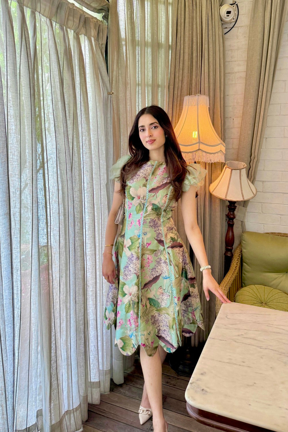 Vanshita in Felicia Scalloped Midi Dress