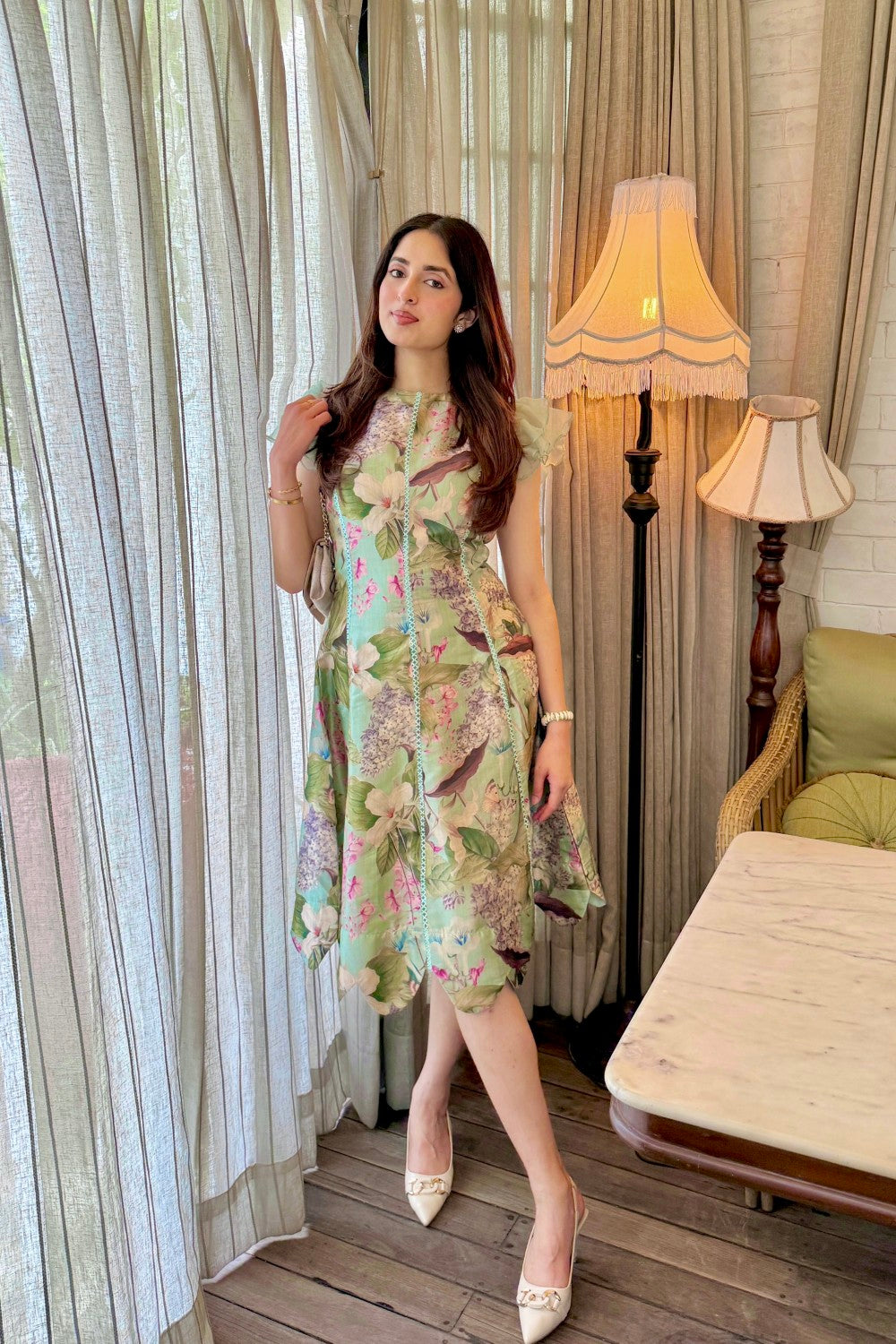 Vanshita in Felicia Scalloped Midi Dress