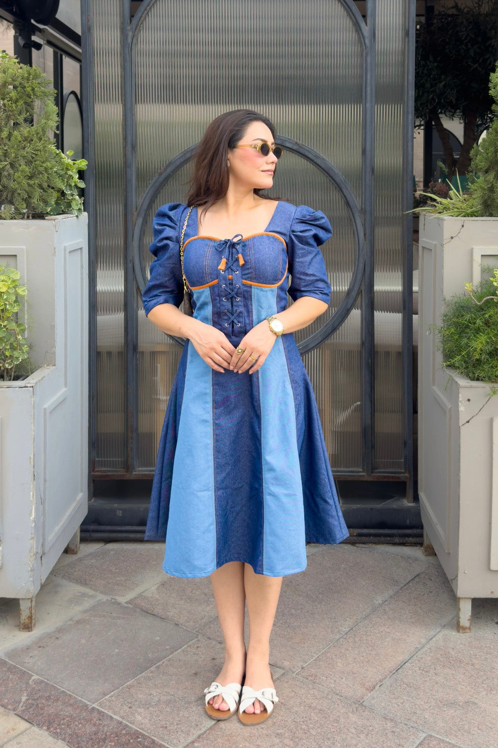 Sheetal in Woodland Classic Midi Dress