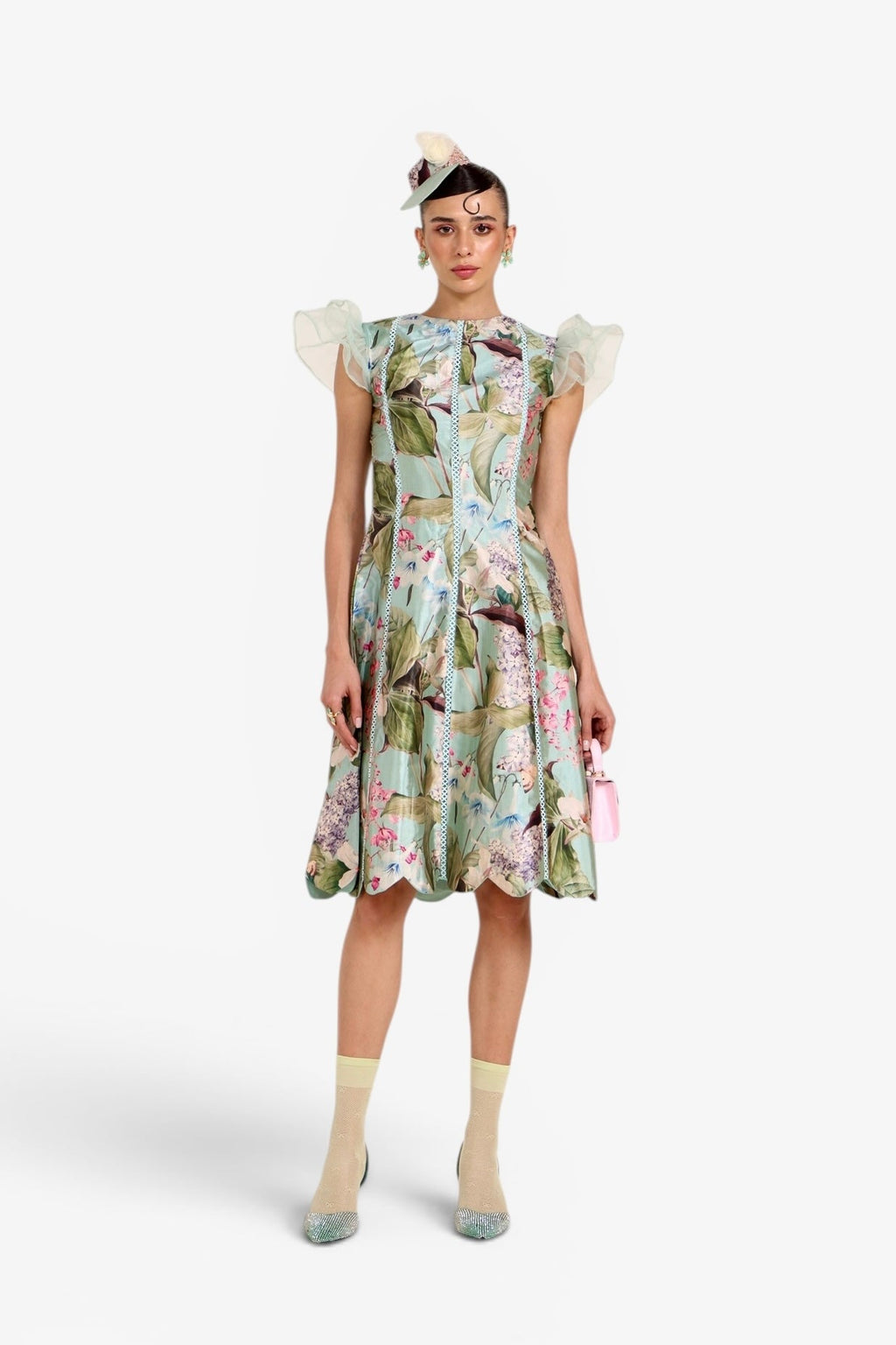 Vanshita in Felicia Scalloped Midi Dress