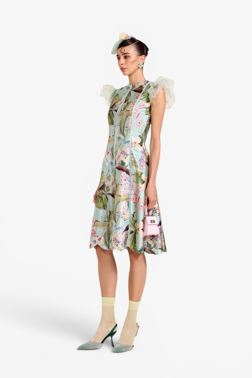 Vanshita in Felicia Scalloped Midi Dress